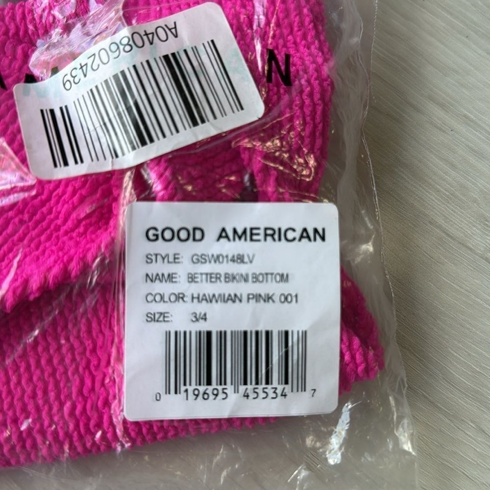 Good American Better Bikini Bottom Hawaiian Pink Size 3/4 New With Tags - Picture 5 of 5